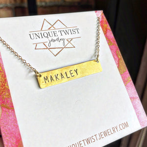 Custom Hand-Stamped Bar Necklace