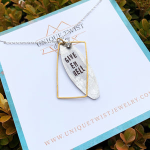 Give em hell Hand-Stamped Necklace. Handmade jewelry by Unique Twist Jewelry.
