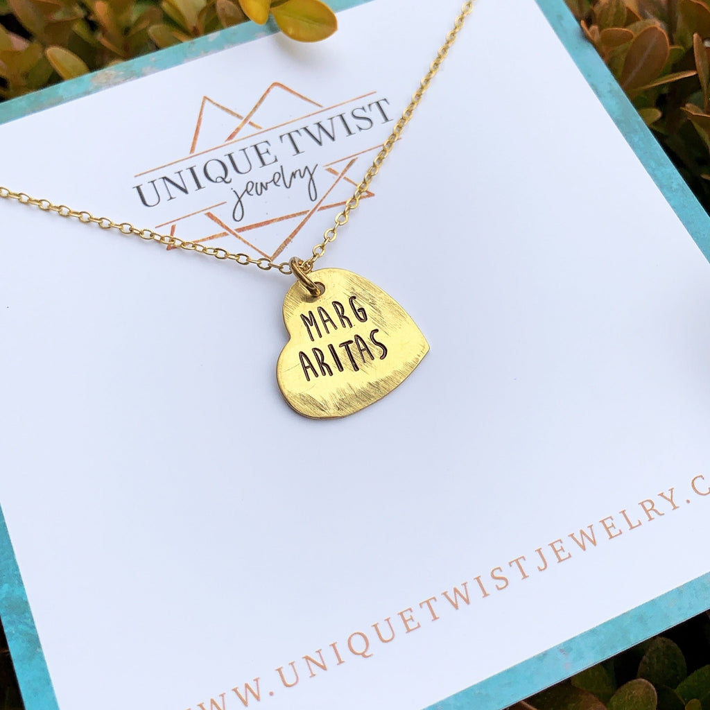 "Margarita Love" Hand-Stamped Necklace. Handmade jewelry by Unique Twist Jewelry.