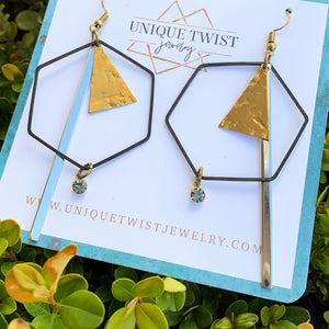 Honoring Marie Curie with our Marie Earrings. Honoring notable women. Handmade jewelry by Unique Twist Jewelry.