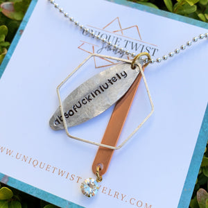 "Absofuckinlutely" Hand Stamped Necklace. Unique Twist Jewelry - handmade jewelry