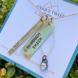 "Through Thick and Thin" Hand-Stamped Necklace. Handmade jewelry by Unique Twist Jewelry.
