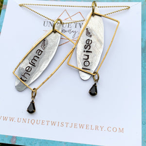"Thelma" & "Louise" Hand-Stamped Friendship Necklace Set. Handmade jewelry by Unique Twist Jewelry.
