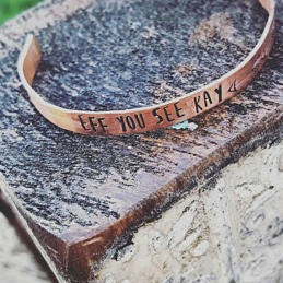 "Eff you see kay" Hand-stamped Cuff Bracelet. Handmade jewelry by Unique Twist Jewelry.