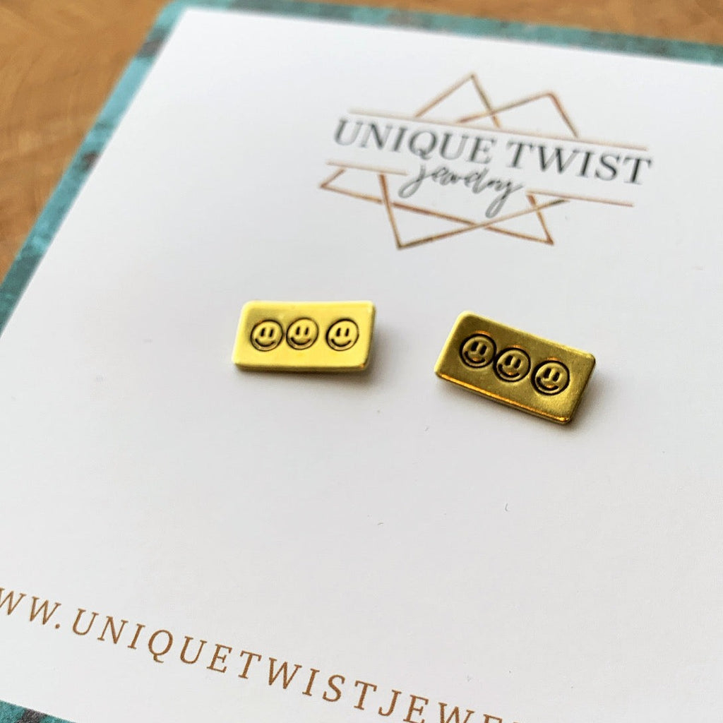 “Smile” Hand Stamped Studs