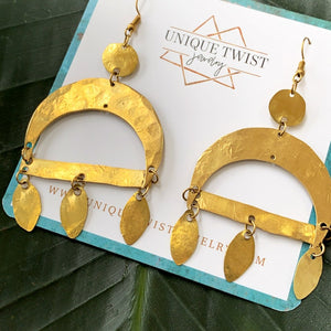 The Danielle Earrings. Channel your inner sun goddess, with these brass statement earrings. Handmade jewelry by Unique Twist Jewelry.
