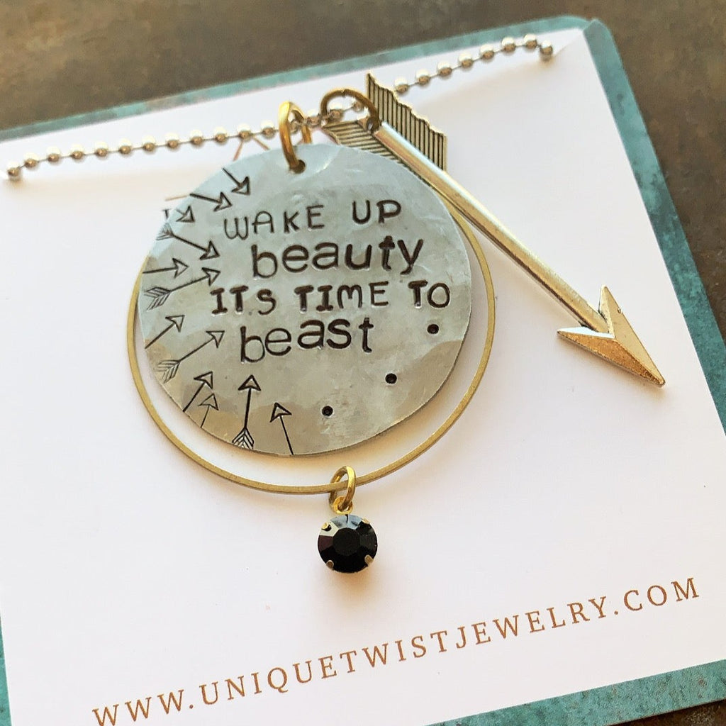 "Beauty & Beast" Hand-stamped Necklace