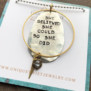 "She Believed" Hand-Stamped Necklace