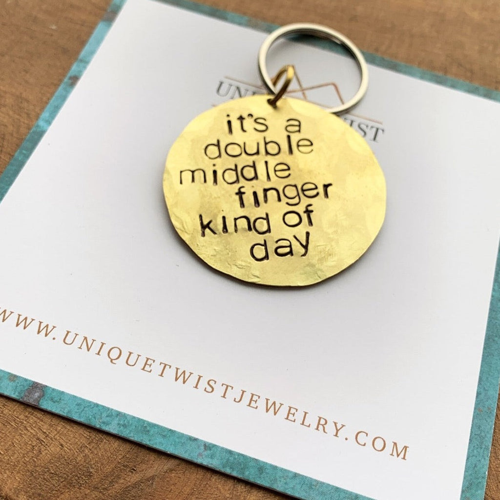Double Middle Finger Day Keychain