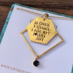 “Don’t Quit” Hand-Stamped Necklace